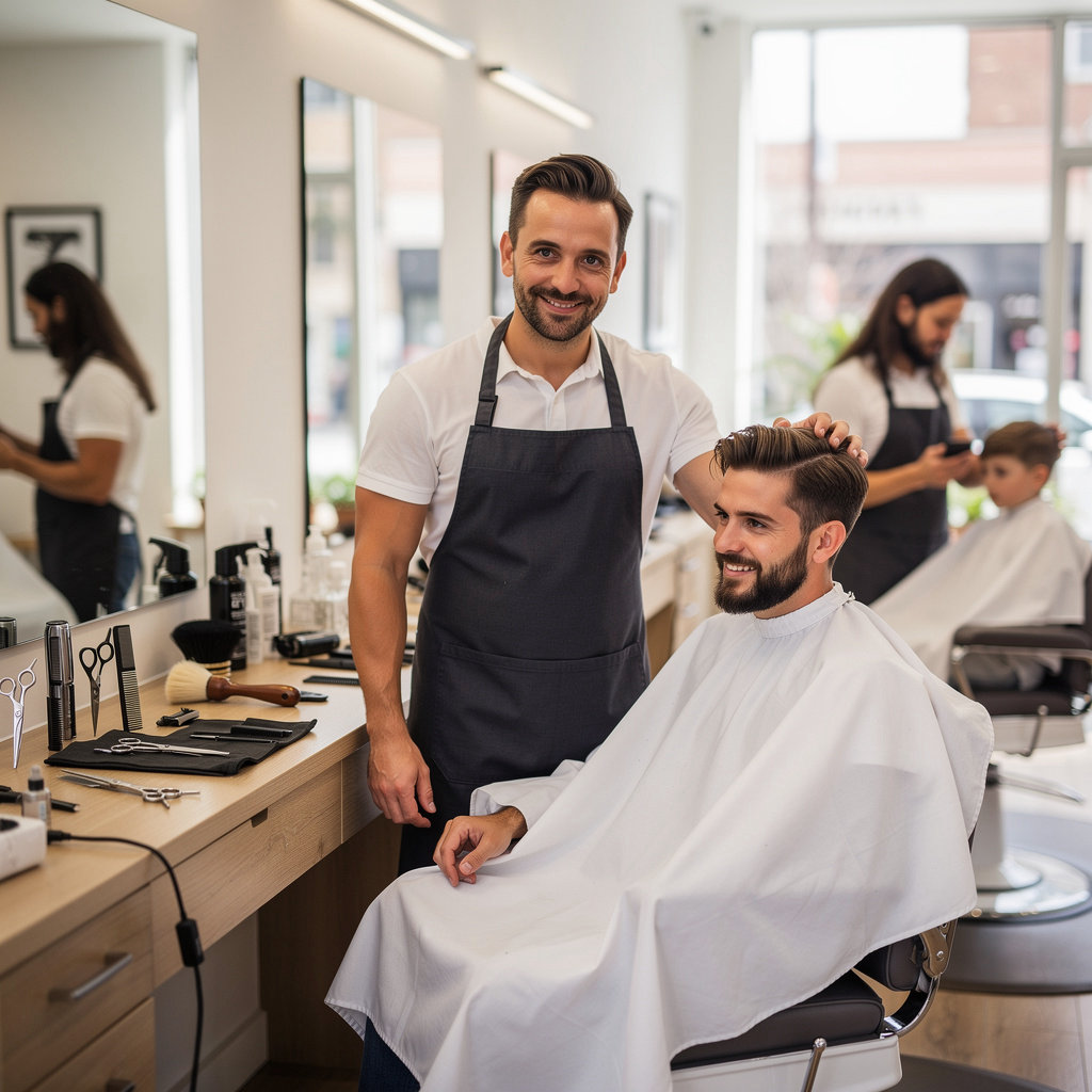 Santa Barbara Barbers providing expert haircut services for men and children in a professional barber shop setting